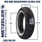 Metzeler ME 888 Marathon Ultra White Wall 180/65B16 REINF Rear Tire with Keychain